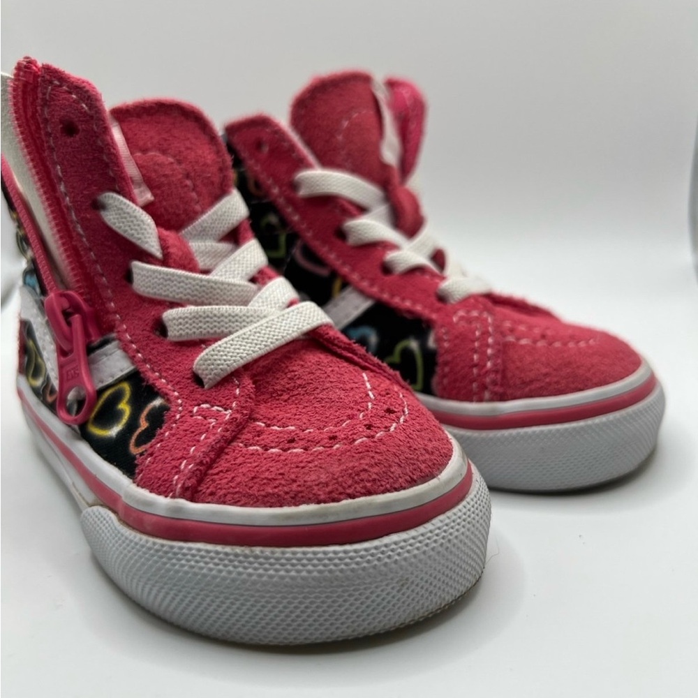 Vans Pink and White High-Top Sneakers for Skateboarding